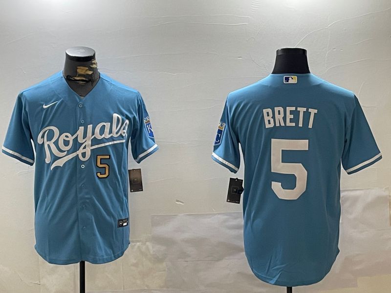 Men Kansas City Royals #5 Brett Light Blue Game 2024 Nike MLB Jersey style 5->kansas city royals->MLB Jersey